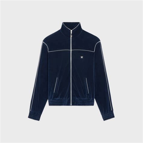 triomphe tracksuit jacket in velvet jersey by celine